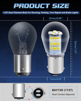 Alopee 10V-24V DC Bright 1157 LED Bulb White 2357 LED Bulb 7528 Bulb 2057 LED Bulb BAY15D 33SMD 2835Chip Replacement for LED Reverse Lights, Back up Lights, Pack of 2